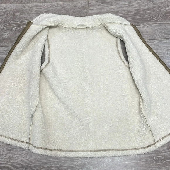 Ann Taylor Loft Faux Suede Sherpa Collared Vest M - Picture 10 of 13